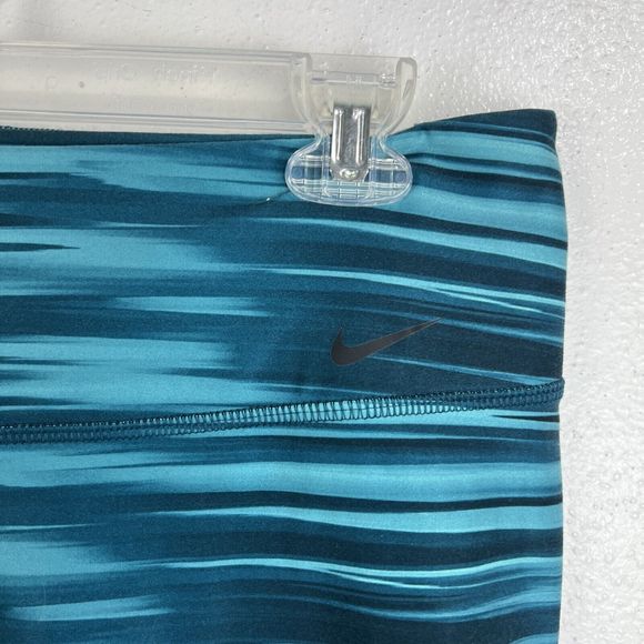 Nike Leggings Women Large Green Striped Legend Pant Dri-Fit Cropped Activewear - Picture 6 of 13